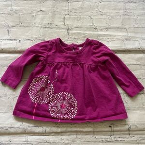Tea Magenta Long Sleeve Top with Dandelion Design
